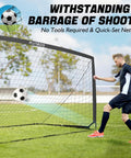 9x5 Feet Portable Kids Soccer Goal For Backyard Practice With Carry Bag Foldable Trapezoidal Frame Durable 420D Oxford Cloth Net Ideal