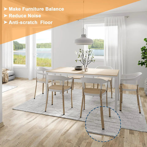 Dining room with table and chairs using Adjustable 1/4-20 Thread Furniture Feet Levelers, 12 Pack Screw In Leveling Feet
