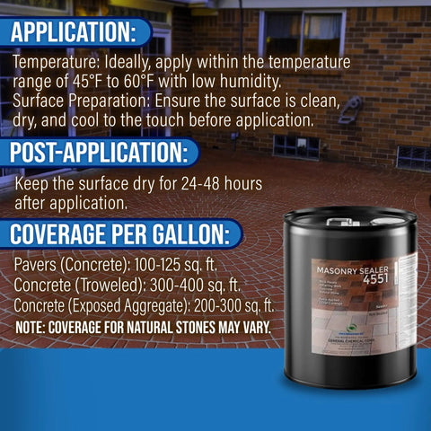 Tough As Nails Hydrophobic Acrylic Sealer For Masonry And Concrete Pavers on a patio with coverage details.