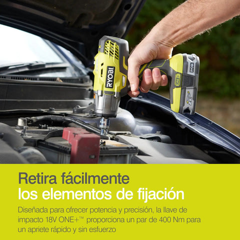 18V Cordless Three Speed Impact Wrench Body Only With One Half Inch Square Drive Locking Pin And One Quarter Inch Hex Adapter Delivers Up To Beast Mode Four Hundred Newton Meters Of Torque For Auto Construction And Heavy Duty Nuts And Bolts used to remove car engine fasteners