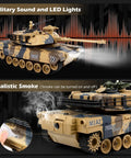 1/18 Scale US M1A2 Abrams RC Tank With 2.4GHz Radio, Smoke, Sound, LEDs, Recoil, 60 Minute Runtime, 330 Degree Turret Rotation