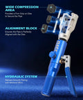 Orion Motor Tech hydraulic flaring tool kit for brake lines with blue handle; includes tubing cutter and deburring tool.