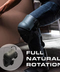 Person wearing All Day Comfort Knee Pads With Anti Slip Straps, Heavy Duty Foam Padding, Thick Poly Shield, lifting a box indoors