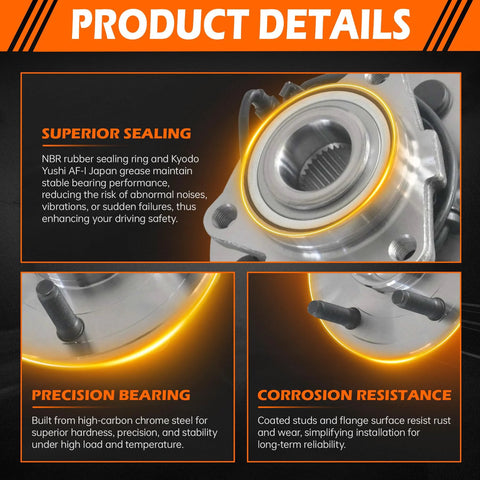 Close-up of Front Wheel Hub Bearing Assembly 515073 for Dodge Ram 1500 with 5 lug design, superior sealing, and corrosion resistance.