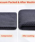 Comparison of 100 Percent Pure Cotton Waffle Weave Dish Cloths 6 Pack Dark Grey before and after washing for kitchen use.