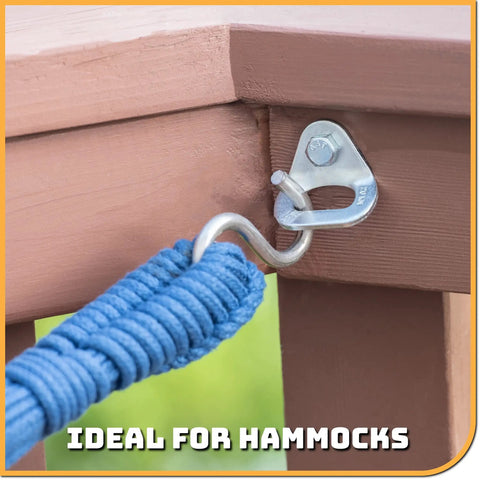 Heavy Duty 26kn Climbing Anchors Rated To 5845 Pounds Solid Steel Bolt Hangers on wood for hammock use.