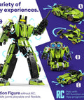 5 In 1 STEM Building Blocks Set With Remote Control Sports Car And Transform Robot, 591 Pieces shown with various model options