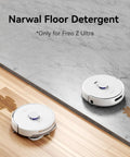Robot Vacuum And Mop Floor Detergent Compatible With Freo Z Ultra, Freo Z10 Ultra, And Freo Z10 with robotic mops on two floor types
