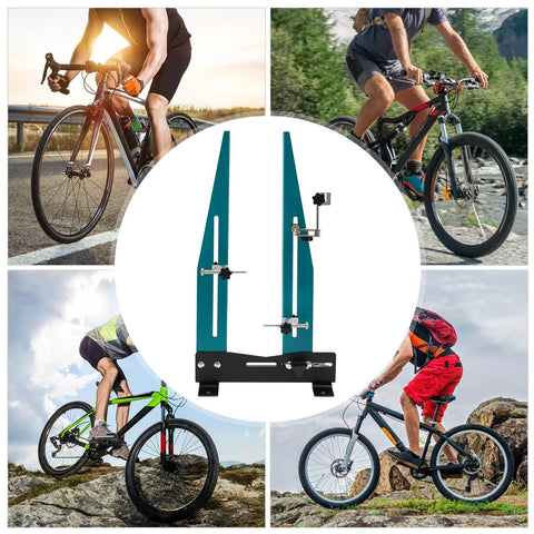 Professional Bicycle Wheel Truing Stand Removable Multifunction Wheel Alignment Tool with bikes in different terrains