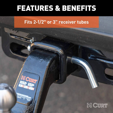 Beefy Heavy Duty Trailer Hitch Pin And Clip With Grooved Head, Five Eighths Inch Diameter, fits 2.5 or 3 inch receivers installed