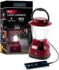 Beefy 800 Lumen LED Camping Lantern With USB Rechargeable Battery 200 Hour Runtime Carabiner Handle Emergency Light displayed in red