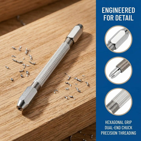 Top Shelf 6 Piece Double Ended Pin Vise Kit For Jewelry Making and Wire Twisting, hexagonal grip mini hand drill.