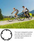 Cyclists on bikes; Bike Chain Guard Protector For Mountain City And Road Bikes Durable Plastic Shield With 5 Holes And 48 Teeth