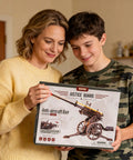 Smiling adults holding Anti-Aircraft Gun 3D Wood Puzzle For Adults And Teens, Hands-On Mechanical Rubber Band Shooting Model Kit.