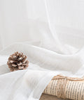 White Linen Semi Sheer Curtain Panels Cozy Two Pack 84 Inch Length Rod Pocket Light Filtering Drapes For Living Room Bedroom Dining Long