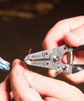 Stainless Wire Stripper And Cutter For 16 26 AWG Solid And 18 28 AWG Stranded Conductors Six Inch Workhorse Multi Tool in use