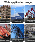 Image showing various industries: Construction, New Energy, Petrochemical, Shipbuilding, Telecommunications, and Light Industry applications.