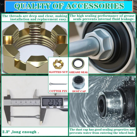 OZISENS 2-set bearing kit for 1-3/8-1-1/16 in boat trailer spindle; includes grease seal, dust cap, cotter pin