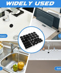 Super Tough 135 Pc Silicone Rubber Plug Kit With Eight Killer Sizes For DIY Repairs, Dust Proof Sealing And Fancy Garage Gasket Fixes That Keep Your Gear Clean And Looking Totally Fresh Any Time. Black silicone rubber hole plugs in assorted sizes for sink, desk, washbasin, and bathtub sealing.