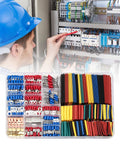 Heavy Duty 678 Piece Crimping Tool Kit With Assorted Cold Press Terminals And Heat Shrink Tubing For Electrical Wiring Projects, displayed in organized container.
