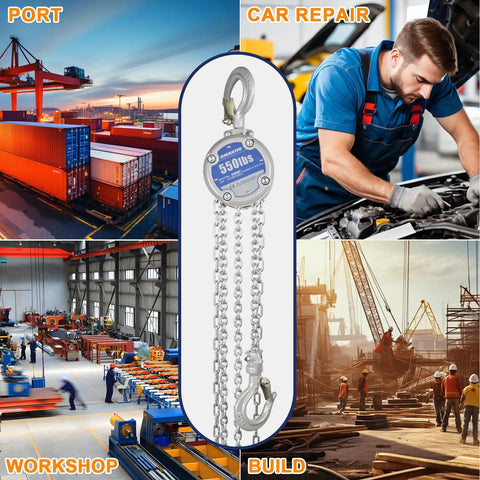 Compact Mini Hand Chain Hoist Built Tough With One Quarter Ton Capacity, 10ft Lift, Dual Chains, 0.8 Inch Hook, 550lb Manual Chain Fall For Garage, Engine Lifts And Workshop Use, 550lb chain hoist for workshop and car repair