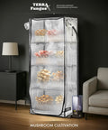 Compact Indoor Mushroom Grow Tent Cabinet With Large Capacity Portable Mini Greenhouse for Home Cultivation setup by sofa