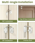 4 Inch Sliding Door Loop Lock with 90/180 Degree Install, U-Bolt Security Latch shown in various mounting positions on doors