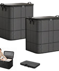 Kick Clutter To The Curb Two Pack Of XXL Foldable Moving Bins With Heavy Duty Reinforced Handles For Straight Up Durability Large Capacity Clothes And Blanket Storage.