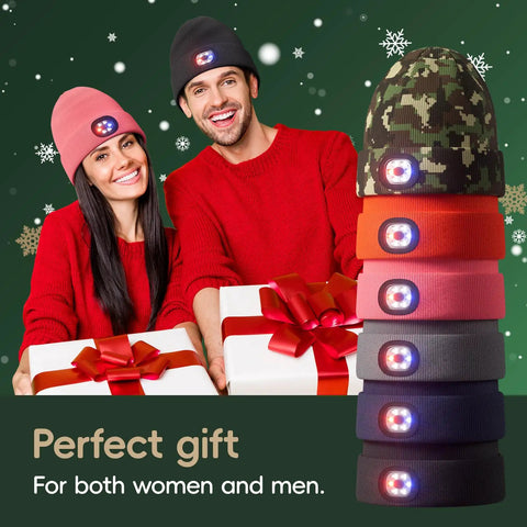 Unisex Beanie With Light USB Rechargeable Headlamp Winter Knit Cap For Running Hiking Camping And Cold Weather Great Gift