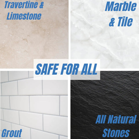 Penetrating Stone And Grout Sealer For Showers And Bathrooms Protects Marble Granite Travertine And Limestone And Grout From Water Soap Scum And Calcium Keeps Surfaces Looking Slick And Easy To Clean Works On Tile Ceramic Porcelain Grout 1 Quart showing travertine, marble, grout, and natural stones.