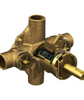 Commercial PosiTemp Pressure Balancing Shower Valve With Stops For 1/2-Inch Sweat CC Connections 1/4 Turn Stops Four-Port Valve