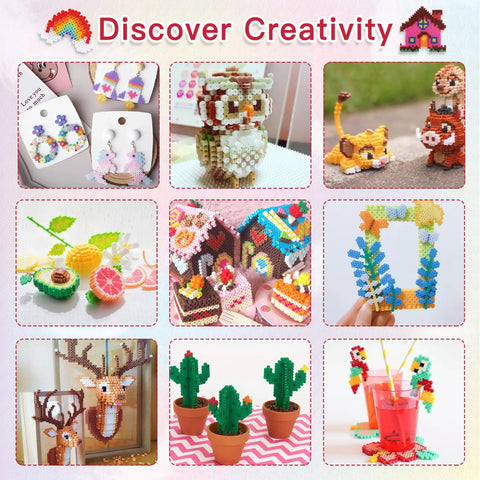 Fuse Beads Craft Kit With 15000 Beads In 72 Colors 5mm Beads, creative designs and crafts for kids and families