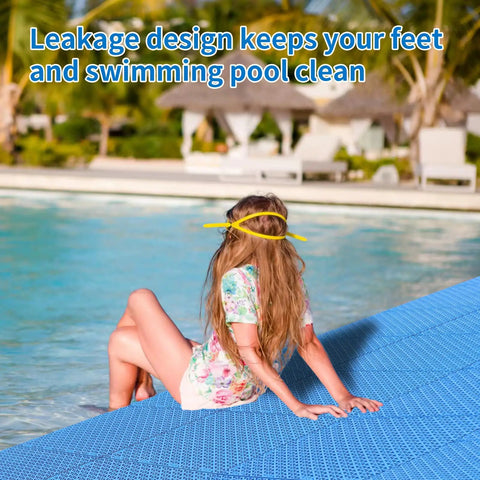Interlocking Pool Drainage Mats For Above Ground Walkways Keeps Dirt Out Of The Pool 16 Pack Durable Plastic Floor Mats