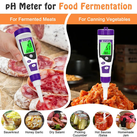 Pro Grade Digital Food PH Meter For Home Canning And Fermentation measuring fermented meats and canned vegetables