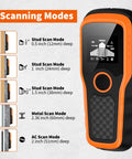 Advanced 5-In-1 Wall Scanner Stud Finder For Quick Dead-On Detection Of Wood Studs Metal Joists Pipes And Live Wires In Walls And Ceilings For DIYers And Pros Orange, 5 scan modes