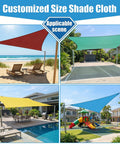 Built Tough Waterproof Shade Sail In Custom Sizes 12 By 16 Feet Rectangle shown in beach, patio, pool, and playground areas