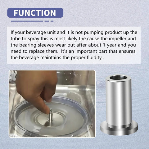 Hella Tough Zero Hassle Six Pack Stainless Steel Bearing Sleeves for Grindmaster Crathco ensuring fluidity in beverage dispensers.