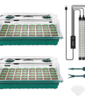 Seed Starter Tray With Grow Light Kit 80 Cells Humidity Dome 2 Pack Indoor Germination System With Adjustable Brightness