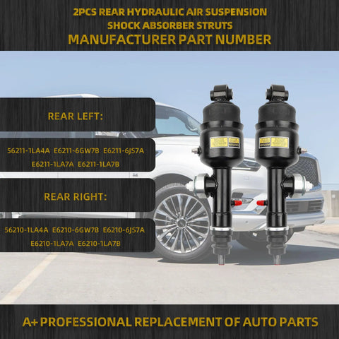 Rear Hydraulic Air Suspension Shock Absorber Strut Set For Infiniti QX56 2011 2013 And QX80 2014 2023 Left And Right Replacement