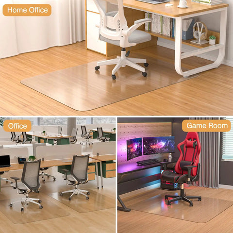Clear Chair Mat For Hardwood Floors 46 By 60 Inches Desk Floor Protector Heavy Duty Non Slip Mat For Rolling And Gaming Chairs in office