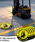 5 Pack Forklift Parking Keep Clear Floor Signs, 17 Inch Adhesive Safety Stickers For Warehouse Shop Office, Heavy Duty Traffic Warning Decals, Clear Aisle Markers For Loading Zones And Safety Management. Yellow forklift keep clear floor decal on warehouse concrete floor