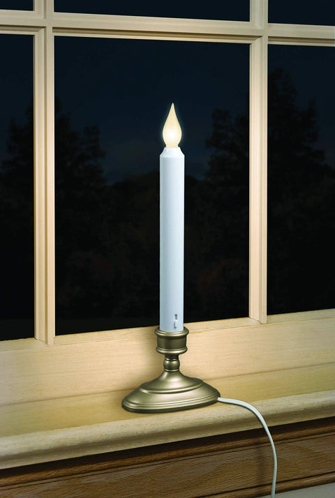 Plug In LED Flameless Window Candles Pack Of 6 With Hot Spot Technology And Dusk To Dawn Sensor, Pewter Silver Finish, 5 Foot Cord