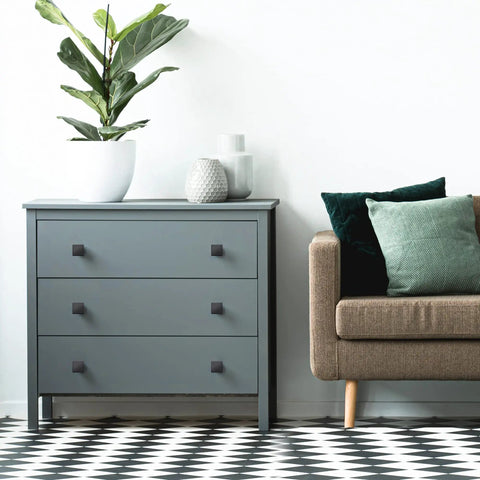 Grey cabinet with Matte Black Square Cabinet Knobs 10 Pack For Cabinets And Drawers Kitchen Cabinet Hardware Durable Metal Pulls