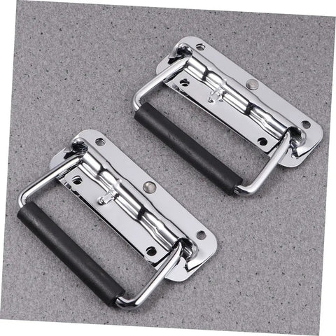 Kickass Two Pack Folding Spring Loaded Case Handle Heavy Duty Industrial Cabinet Pull For Suitcases Toolboxes And Luggage Trunks Secure Grip Hardware Design