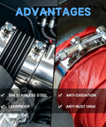 Heavy Duty T Bolt Hose Clamp Assortment Kit With 18 Stainless Steel Clamps In 9 Sizes From 34mm To 91mm Perfect For Car Diesel Truck Marine Turbo Intercooler And Radiator Jobs on intercooler and hose connections