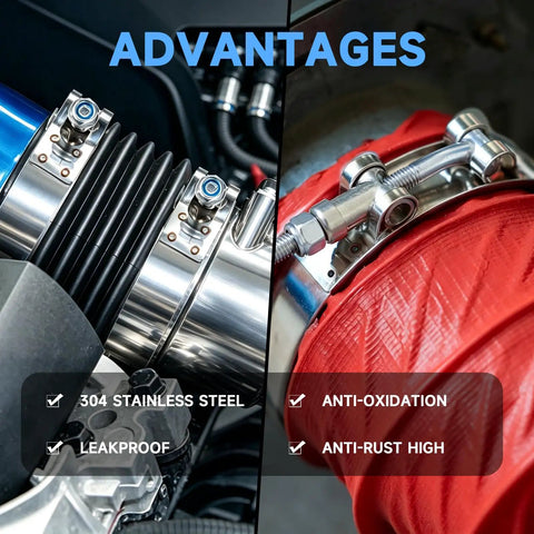 Heavy Duty T Bolt Hose Clamp Assortment Kit With 18 Stainless Steel Clamps In 9 Sizes From 34mm To 91mm Perfect For Car Diesel Truck Marine Turbo Intercooler And Radiator Jobs on intercooler and hose connections