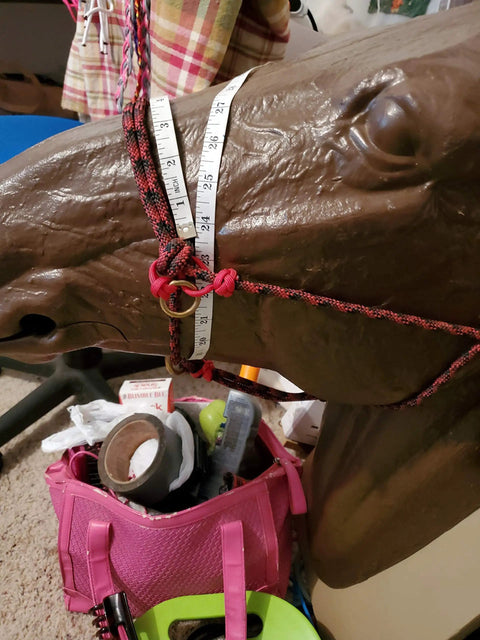 Sliding Ring Rope Halter For Horse Training All Ages And Types Keeps Your Halter From Twisting And Helps Teach The Basics displayed on model