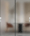 Stainless Steel Sliding Barn Door Pull Handle Set With Geometric Contemporary Look on frosted glass doors, easy surface-mounted installation