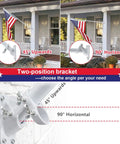 Flag Pole Kit For Home Exterior With 3x5 Embroidered US Flag, 5ft Tangle Free Metal Pole, adjustable aluminum bracket angle