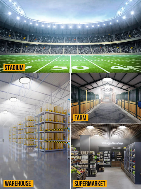 UFO LED High Bay Light 200W 28000Lm Ultra Bright High Bay Shop Light With US Plug Six Point Five Foot Cable used in different venues
